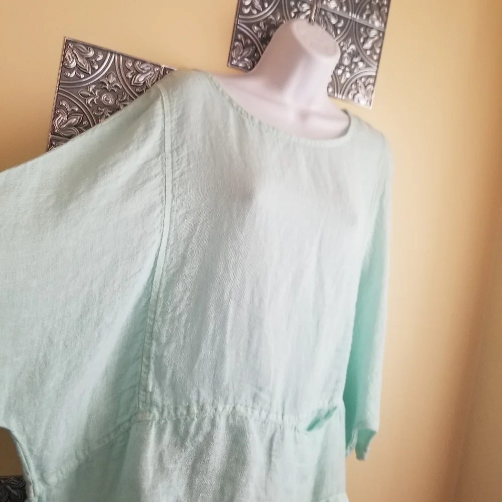 Haris Cotton Made in Greece Oversized 100% Linen Pullover Top Sz L - Picture 2 of 7